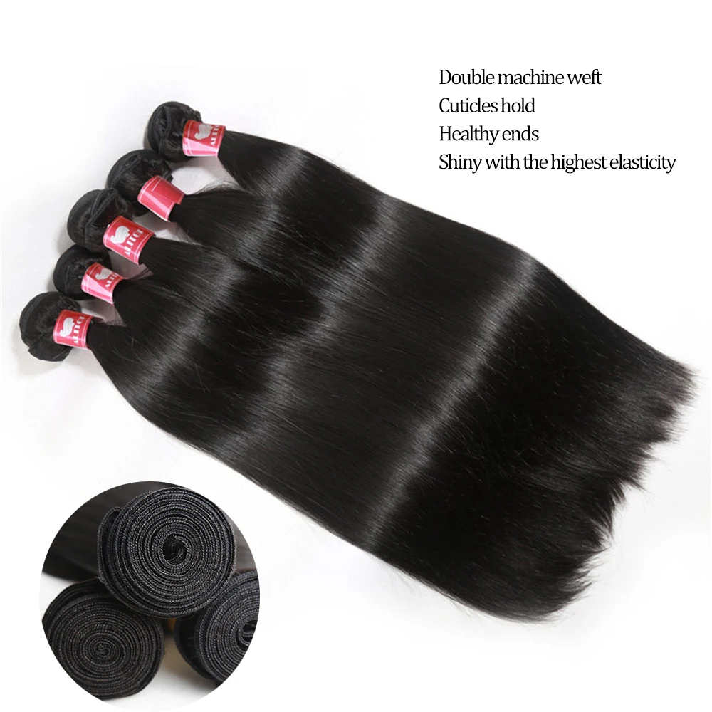 ALITOP волосы прямые пучки с закрытием индийские человеческие переплетения remy для