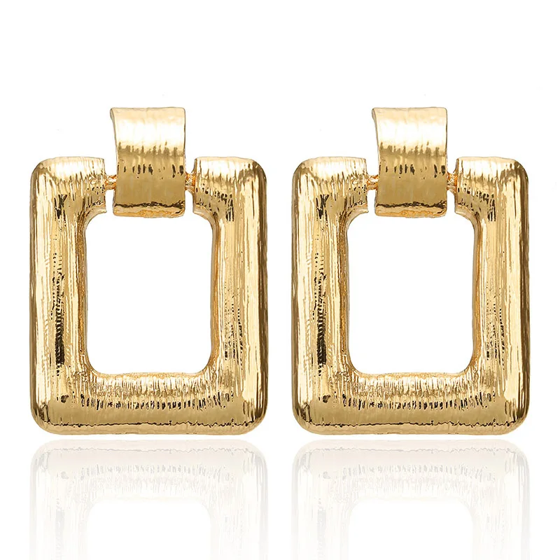 New Golden Color Square Earrings For Women Girl Punk Style Statemen Fashion Jewelry Gift Wedding Party Earring | Украшения и