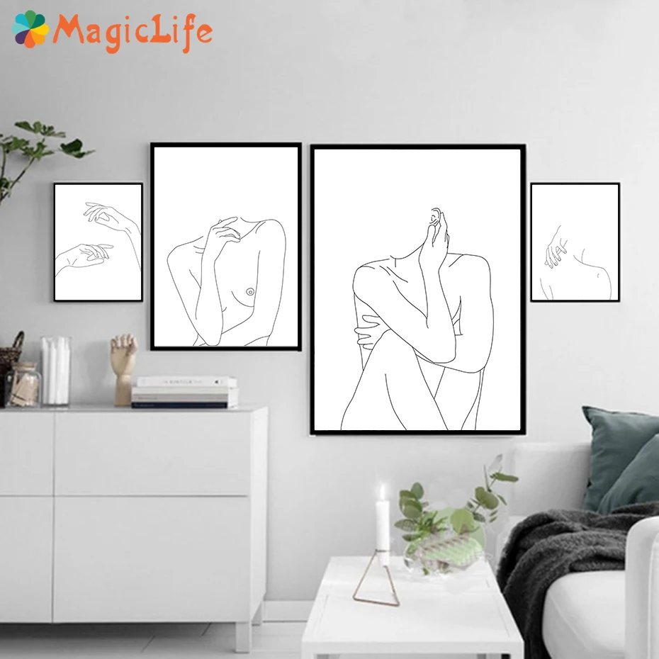 Модульная Минималистичная линия декора стены искусства холст картина