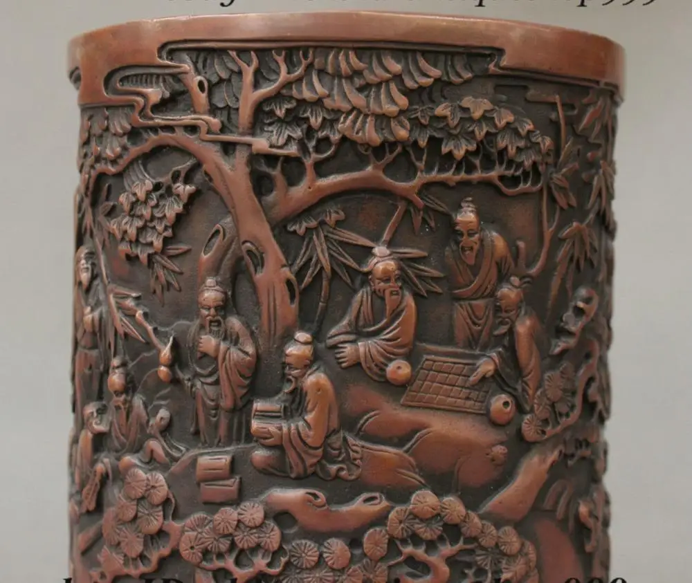Old Chinese Ancient Dynasty Palace Pure Bronze People Pine Incense Burner Censer | Дом и сад