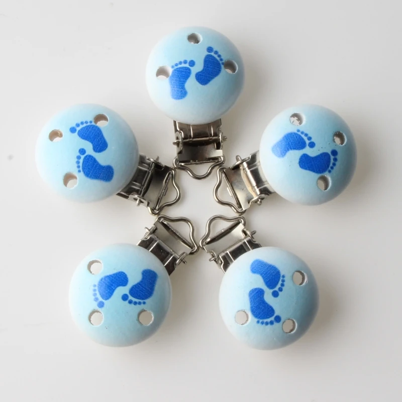 

5Pcs/Lot Baby Pacifier Clips Fit Children Funny Clasps Metal Wooden Holders Baby Clips Product 2.9x4.4cm