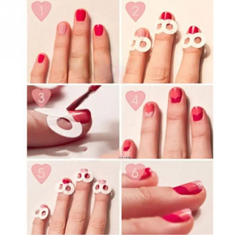 Новый 5 шт. DIY Маникюрный Салон Советы Лента наклейки Руководство трафарет