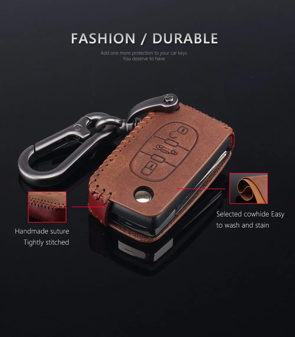 KEYYOU кожа 2/3 кнопки дистанционный ключ чехол для peugeot 207 307 308 407 406 407 408 RCZ для Citroen C2 C3 C4 C5 C6 сумка для ключей