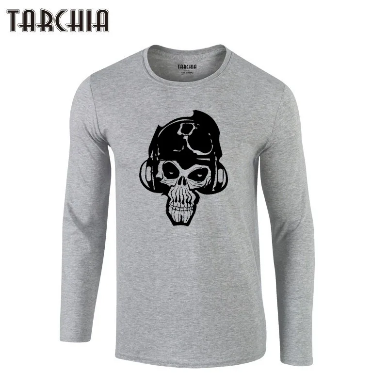 

TARCHIA Brand Free Shipping Eur Size Long Sleeve Men T-Shirt Skull New 100% Cotton Plus Size Men's Tee Fashion Tee 2021