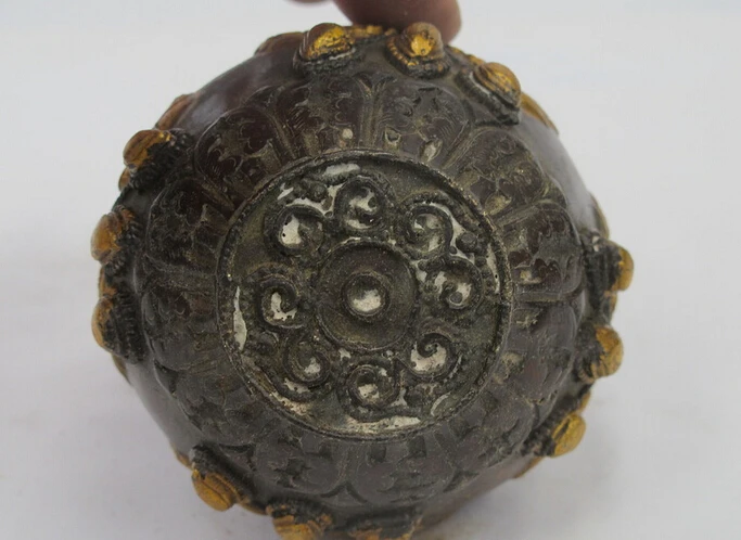 Тибетская народная старинная бронзовая позолота буддийские восемь сокровищ