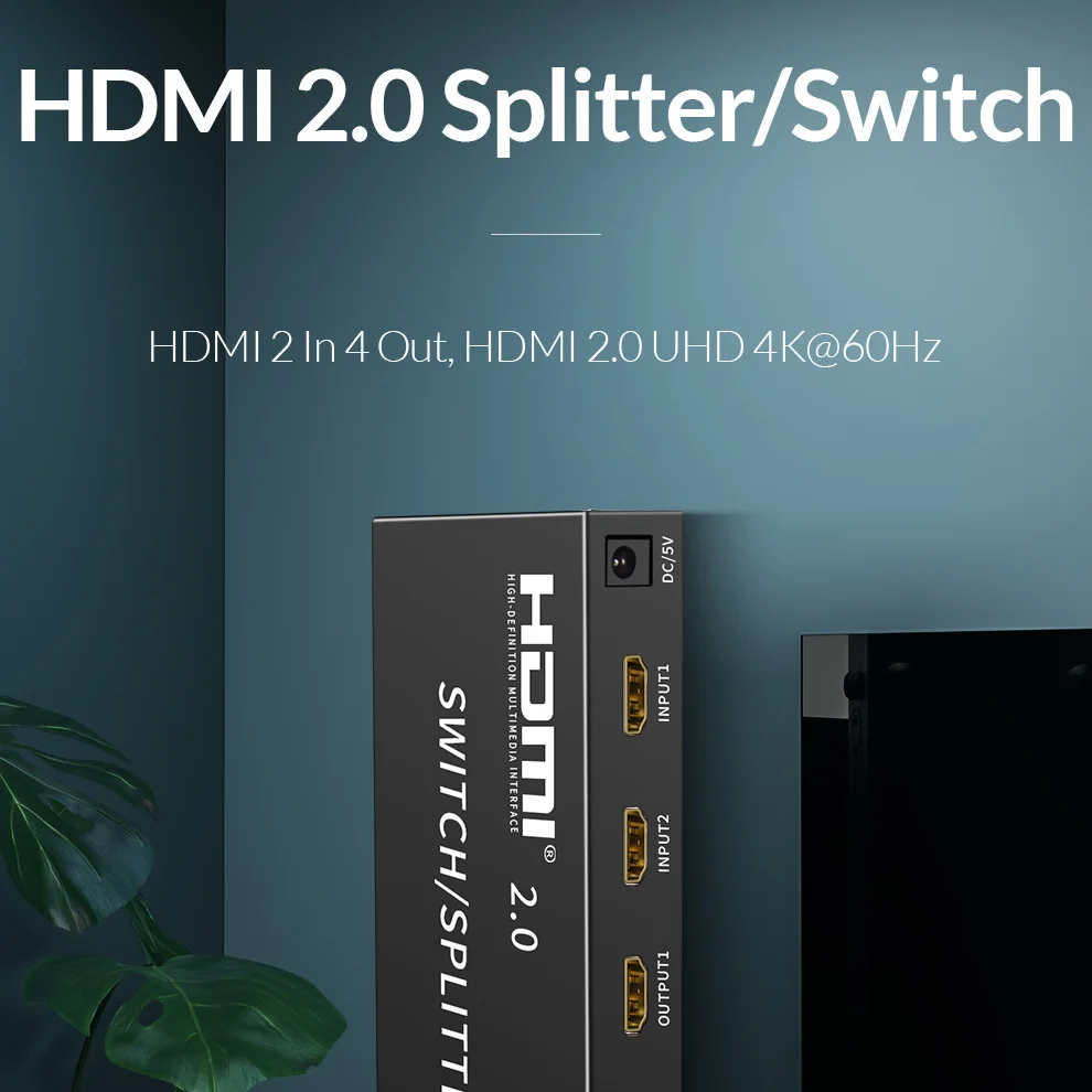 Unnlink HDMI 2,0 2 в 2/4 выход HDMI переключатель сплиттер 2x2/4 оптический 3,5 мм аудио HDCP2.2 4 k@ 60Hz HDR для ТВ проектора ps4 xbox