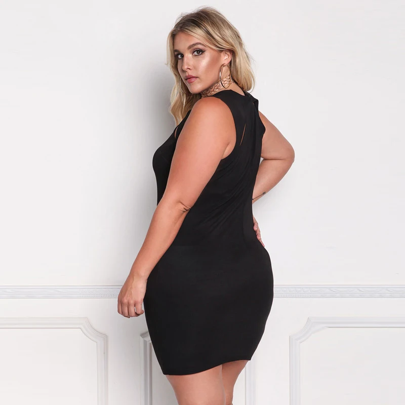 Sexy выдалбливают плюс Размеры платья женские короткий рукав Bodycon тонкий вскользь