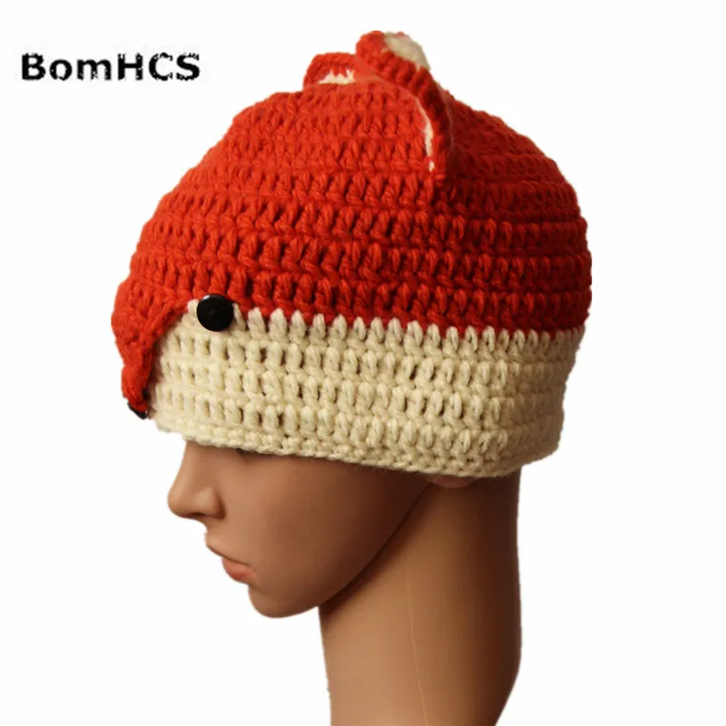 Забавная Милая шапка BomHCS в виде маленькой лисы вязаная крючком Детская ручной