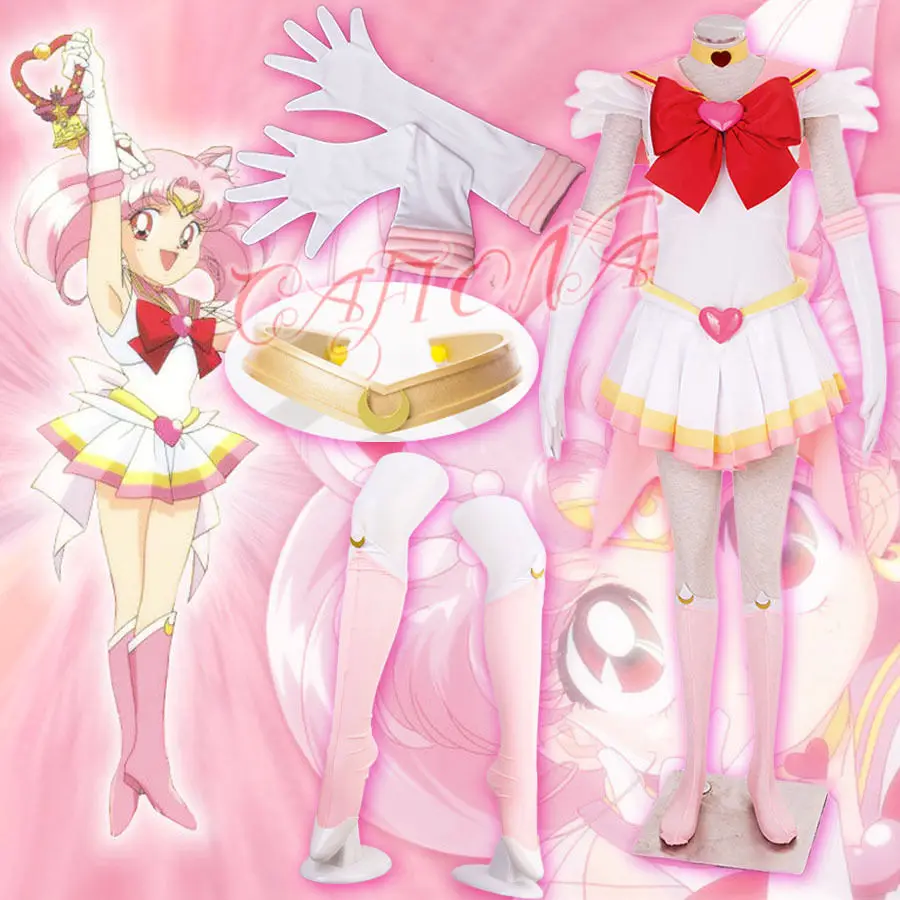 Cafiona Сейлор девушки Tsukino Usagi Chibiusa чибимун косплей костюм сексуальные розовое мини