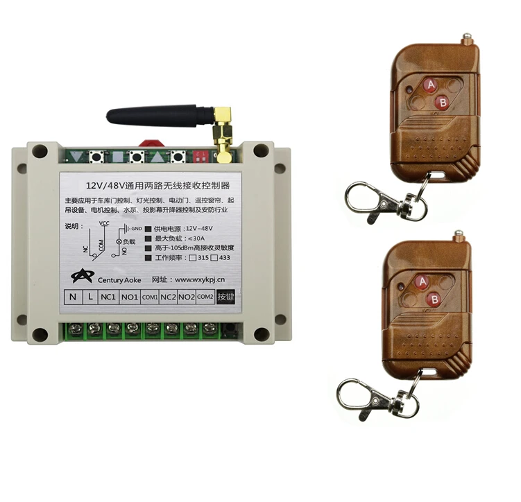 DC 12V 24V 36V 48V 8A 2CH RF беспроводной пульт дистанционного управления 1 * приемник и 2