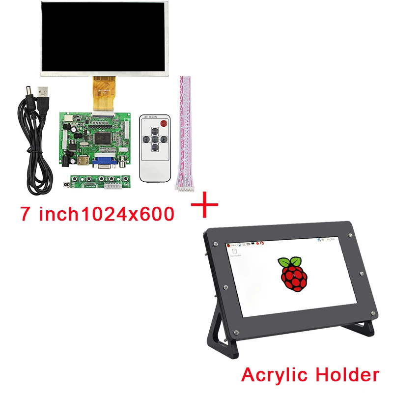7 дюймовый ЖК дисплей Raspberry Pi 1024*600 TFT экран + акриловый держатель плата привода для
