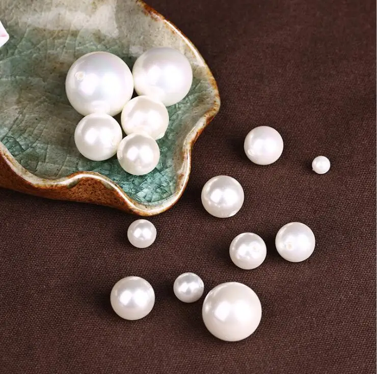 Круглые жемчужные серьги из АБС-пластика с полуотверстиями браслет бисером