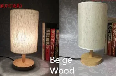 Beige Wood Деревенская Настольная лампа с деревянным основанием полотняный абажур E27 держатель светодиодный светильник креативные настольные лампы, праздничные прикроватные светильники для дома - Цвет абажура: Beige Wood