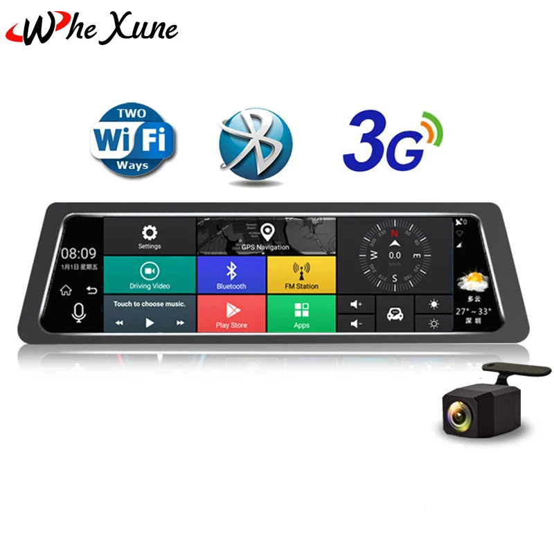 Whexune 10 &quotВидеорегистраторы для автомобилей 3G Android 5.0 Зеркало заднего вида Двойной