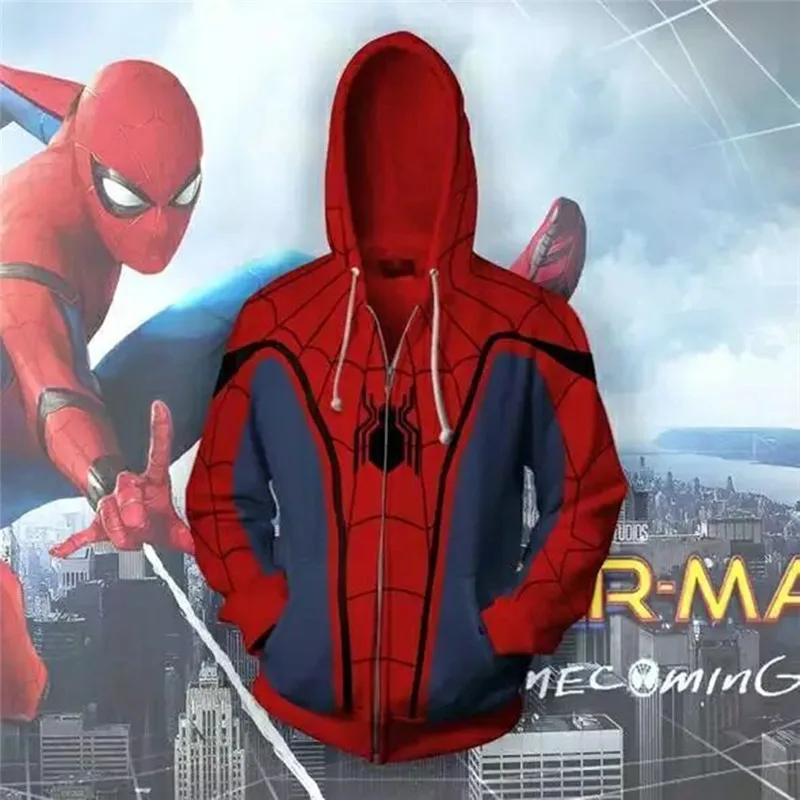 Коричневый 3D принт Marvel Человек Паук вдали от дома косплей костюм толстовки с капюшоном для мужчин и женщин одежда колледжа Топ - Цвет: Коричневый