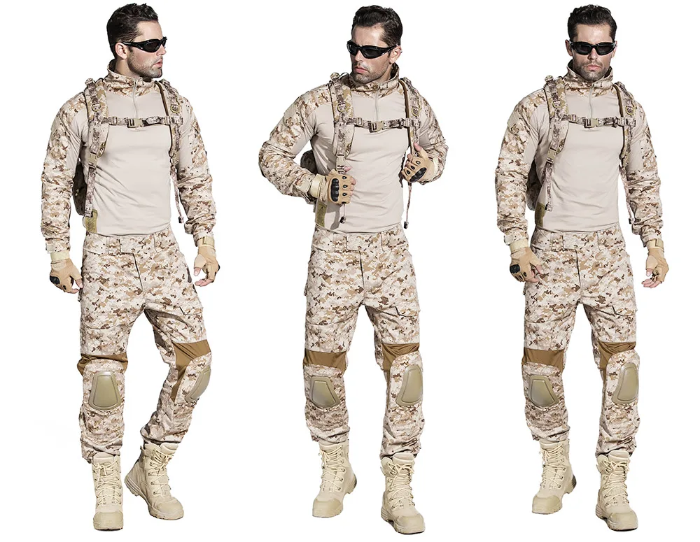 Emerson Gen2 BDU Airsoft Боевой костюм тактическая рубашка брюки с наколенники налокотники Военная Униформа AOR1 EM6914