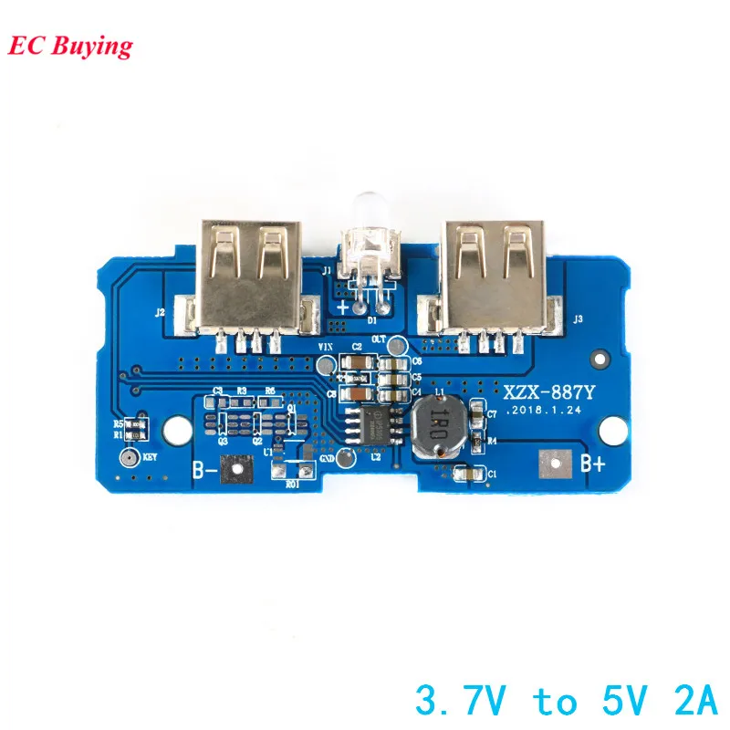 5 шт. двойной Micro USB 3 7 В до 2A DIY 18650 Boost повышающий блок питания Блок литиевая батарея