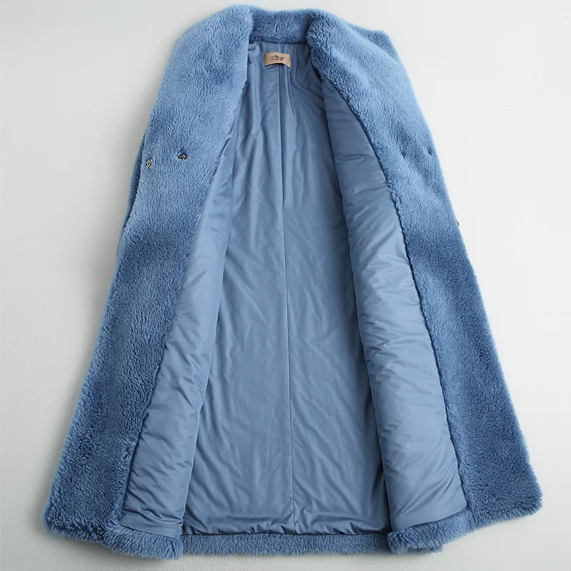 Женское пальто из натуральной шерсти с мехом осенне-зимняя женская верхняя