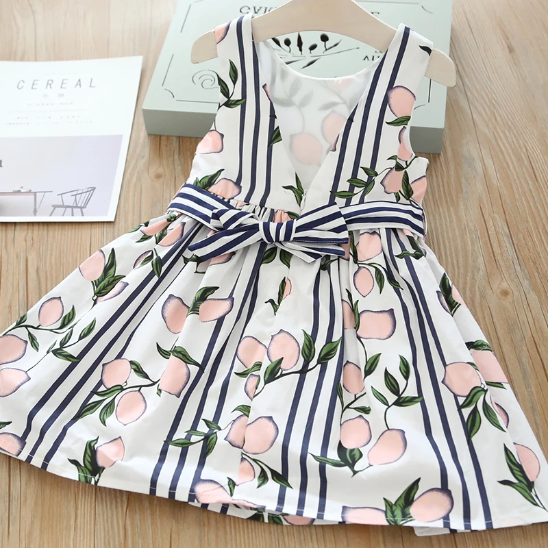 Хлопковое платье с лимонами для маленьких девочек летняя детская мода оптовая