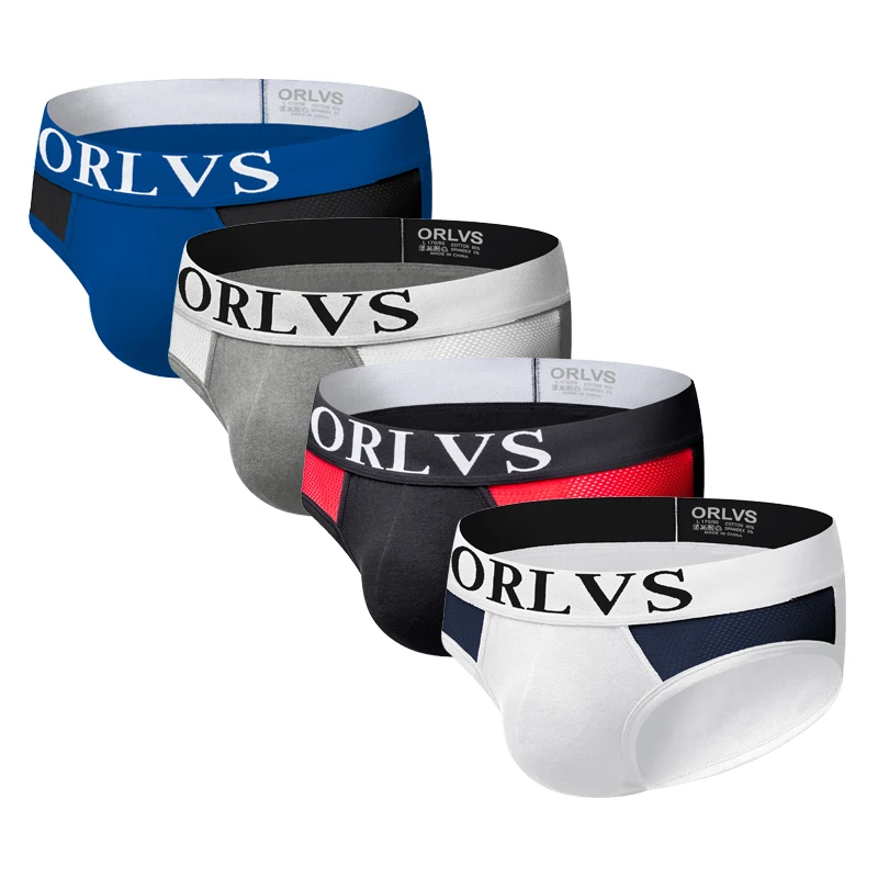 ORLVS 2019 мужские сексуальные трусы брифы из хлопка нижнее белье cueca бикини с сеткой