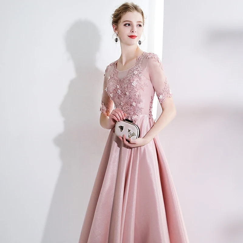 Вечернее платье Sweet Pink Sheer Scoop Средства ухода за кожей Шеи Кружево на спине халат De