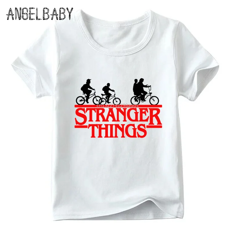 

Boys and Girls Cartoon Stranger Things Will's Message Print T shirt Kids Summer Casual White Tops Children Funny T-shirt,HKP2421