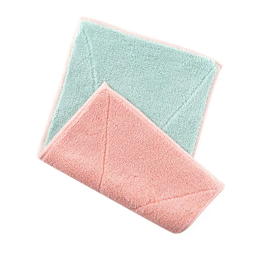Pink Green Кухня двухслойная ткань для мытья посуды для дома Супер чистящее полотенце для рук салфетка из флисового волокна тряпка для мытья посуды антижир тряпка - Цвет: Pink Green