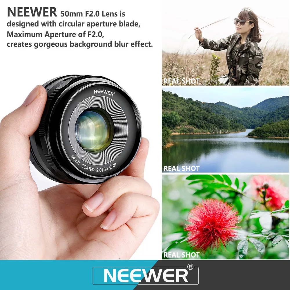 Neewer 50 мм f/2 0 ручной фокус Prime фиксированный объектив для цифровых камер OLMPUS/PANASONIC