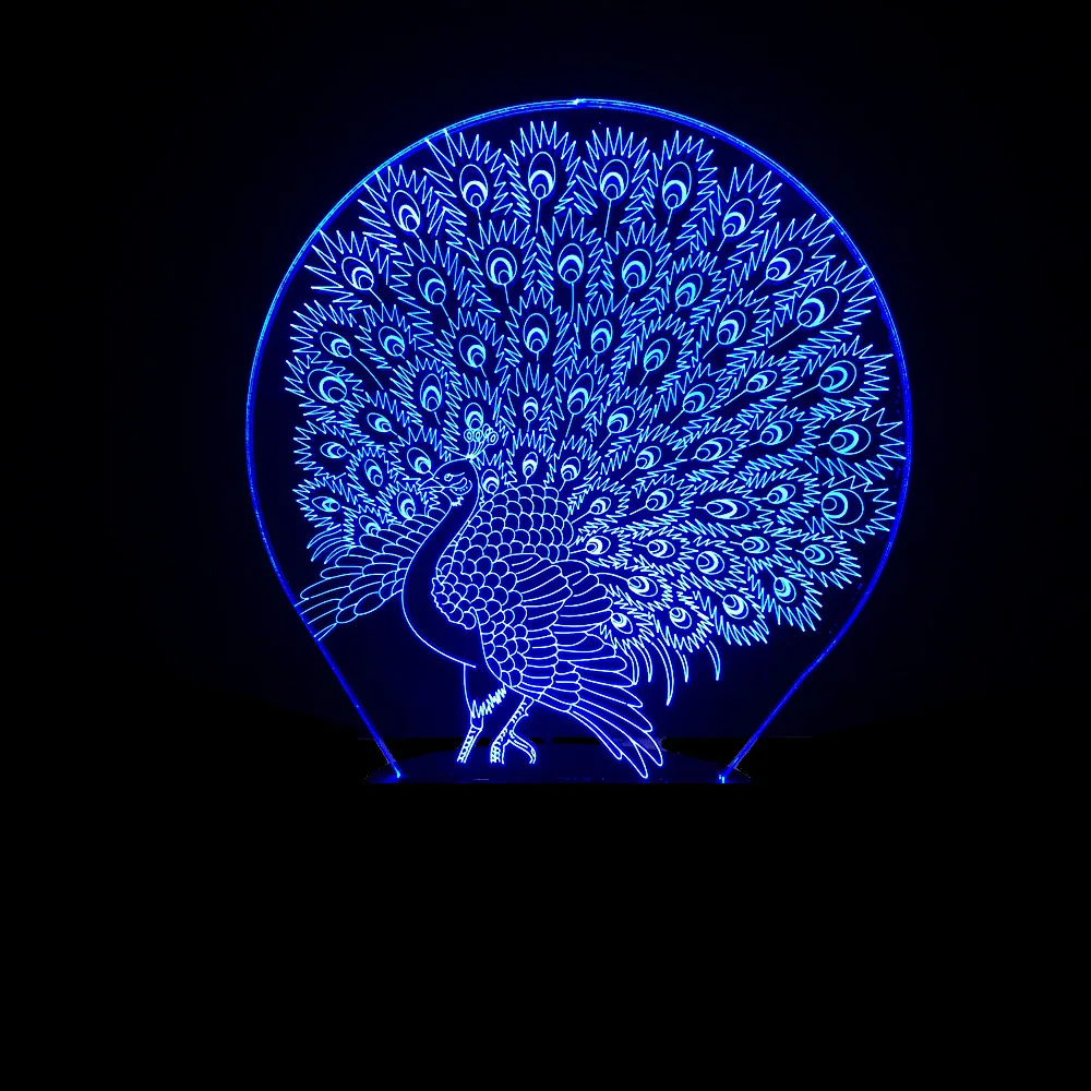 Павлин Красочный ночник 3d настольная лампа Защита глаз животное моделирующий