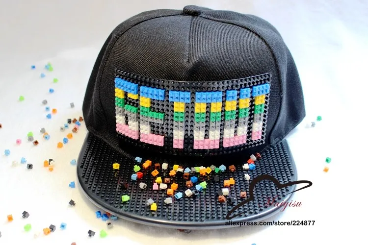 Дизайн Bigbang g-дракон вылезает Мозаики DIY Съемная инкрустация кирпича игрушечные строительные блоки бейсболка GD бейсболка хип-хоп шляпа