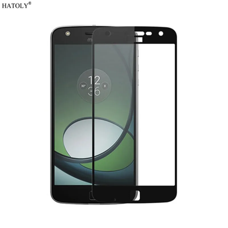 2 шт. Защитное стекло для экрана для Moto Z Play Анти-взрыв закаленное стекло для Moto Z Play Полное стекло для Moto Z Play XT1635 HATOLY - Цвет: Black