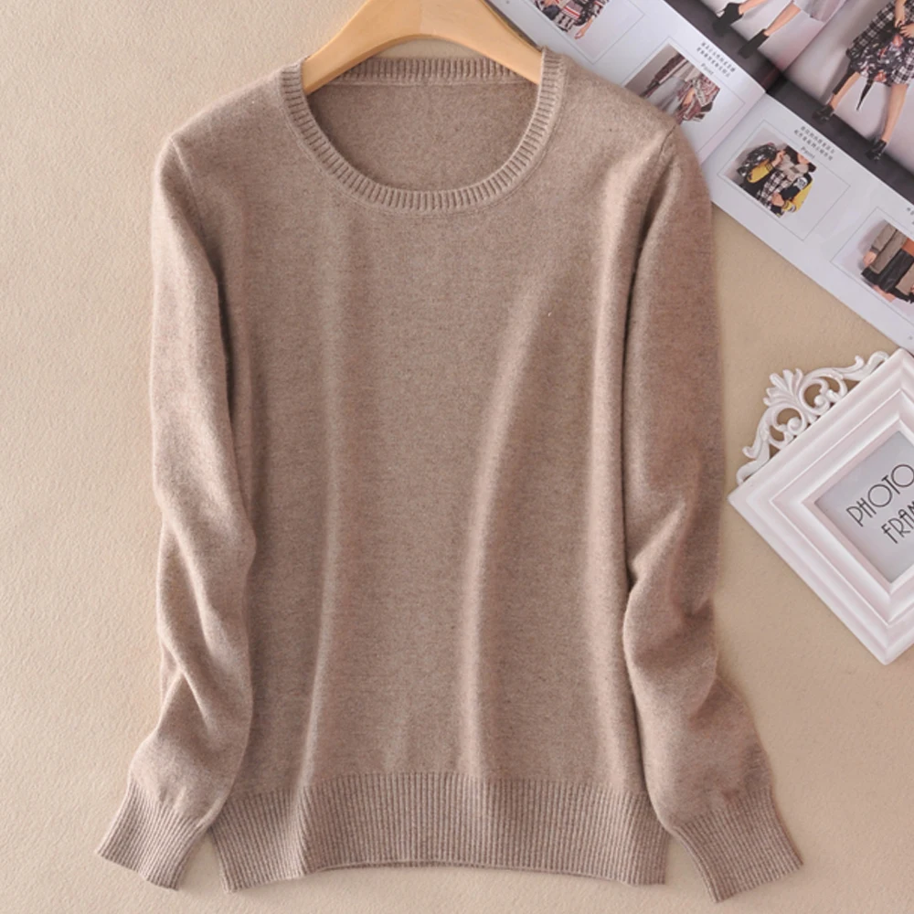 

2017 NEW European Women's Sweater High Quality Pure Color Autumn Spring Fashion Outwear Pullovers Knitted lady Cashmere Sweater