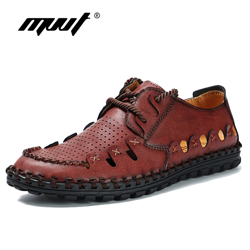 Comfortable Loafers Men Summer Shoes Casual Split Soft Leather Flats Hot Sale Moccasins Hollow | Обувь