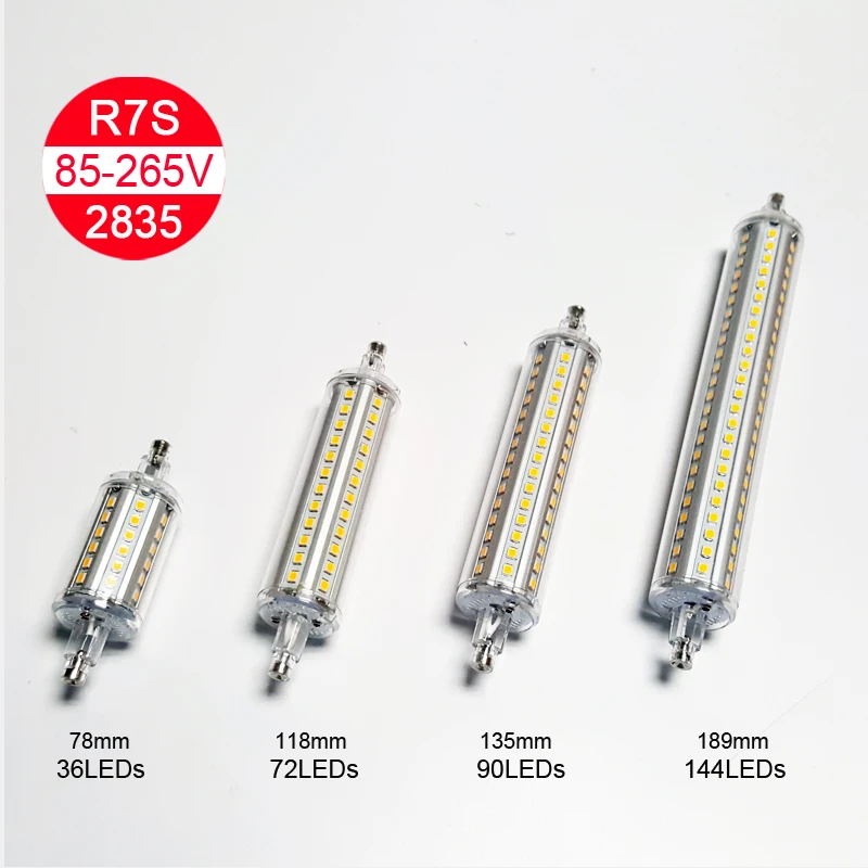 Супер яркость R7S Светодиодная лампа с горизонтальной вилкой 2835 SMD 78 мм 118 135 189 AC85 265V
