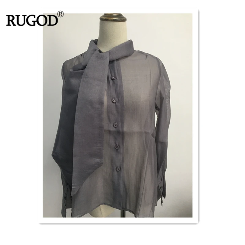 Женская шифоновая блузка RUGOD однотонная с бантом весна 2019 | одежда
