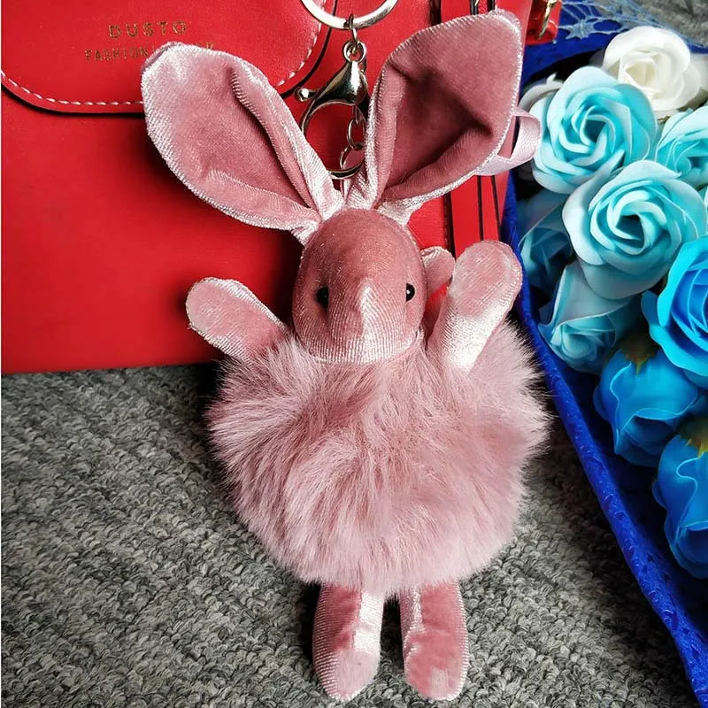 pink Разноцветные модные кулон желаний моющиеся Бархатные плюшевые милые мягкие брелки в форме кролика для женщин сумки автомобилей подарок - Цвет: pink