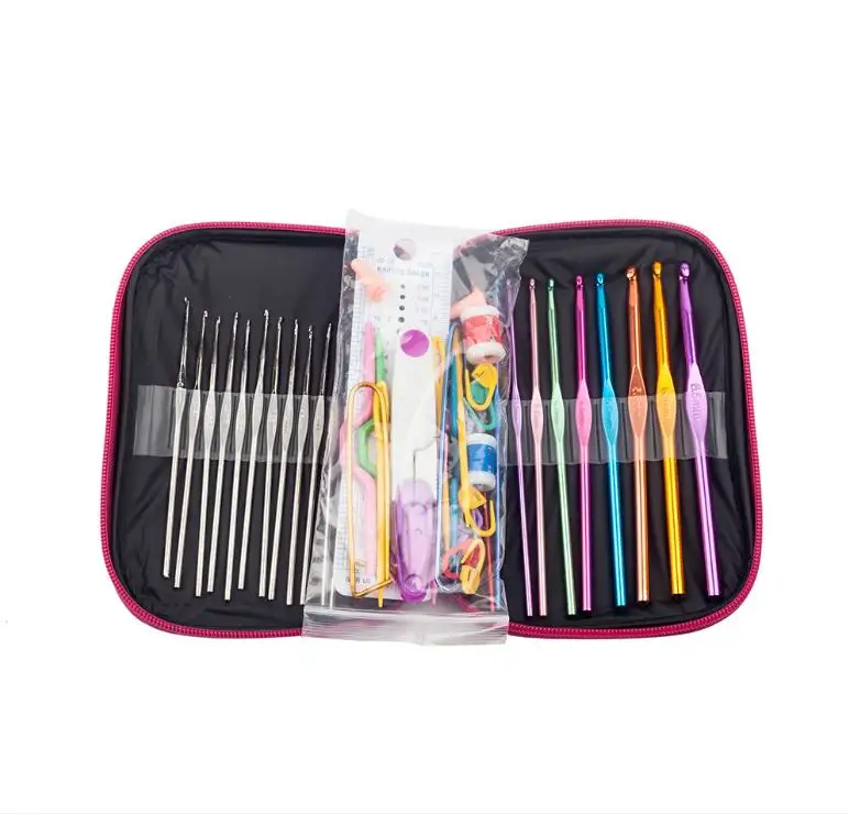 

Мода 90 шт набор крючков для вязания крючком из алюминия плетение для женщин DIY Вязание игл ножницы держатель для стежка Швейные аксессуары д...