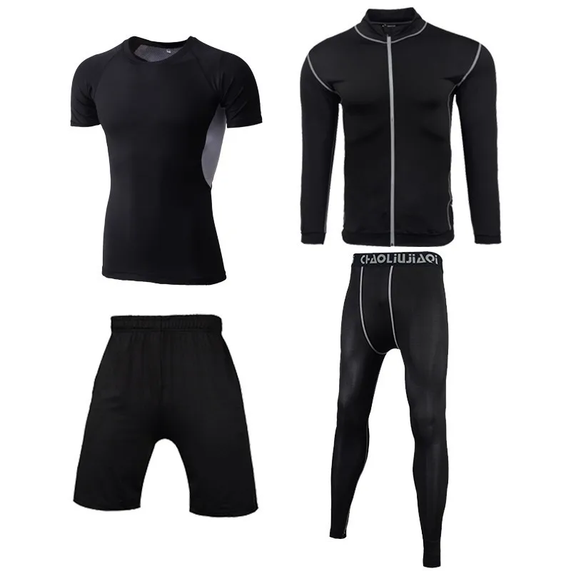 Men sportswear-15-F Мужские Компрессионные спортивные костюмы, дышащая Спортивная одежда для мужчин, эластичный спортивный костюм, одежда для занятий спортом, для тренировок, тренажерного зала, фитнеса, бега, наборы - Цвет: Men sportswear-15-F