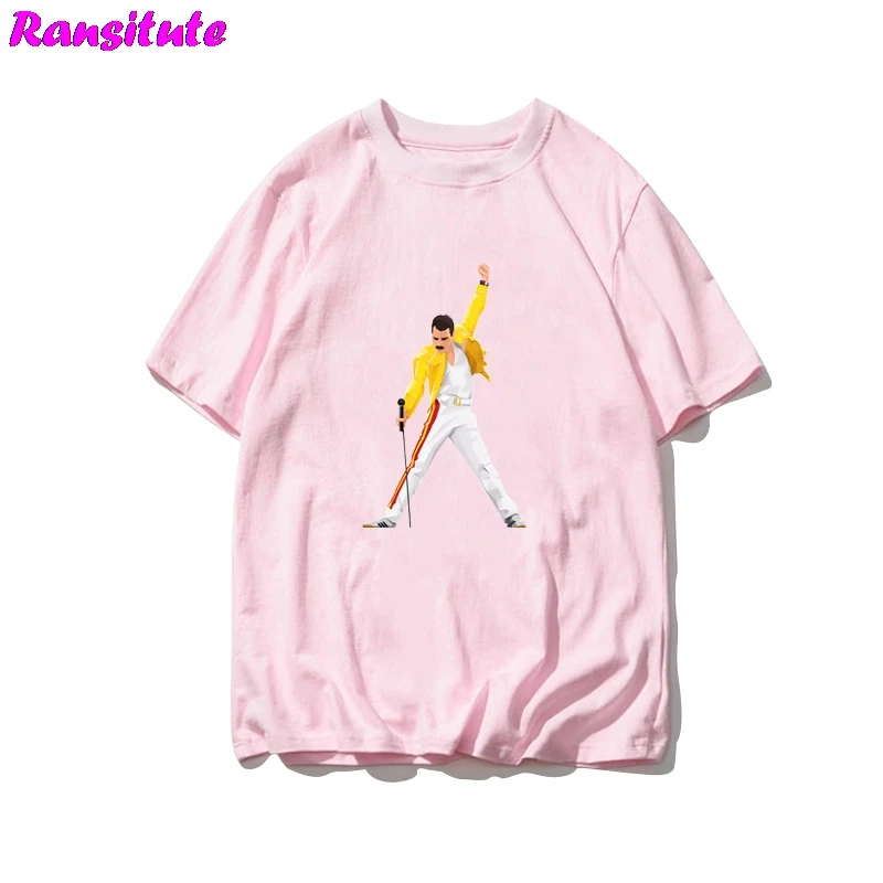 Ransitute R448 Фредди Меркурий печать Термотрансферная футболка джинсовая одежда