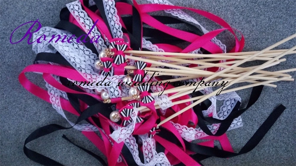 10pc /lot Wedding Ribbon Wands Stick With Pearl and Bowknot For Party | Дом и сад