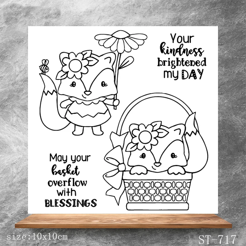 

Flowers fox Transparent Clear Stamps DIY Scrapbooking Album Card Making DIY Decoration Making Embossing Stencil