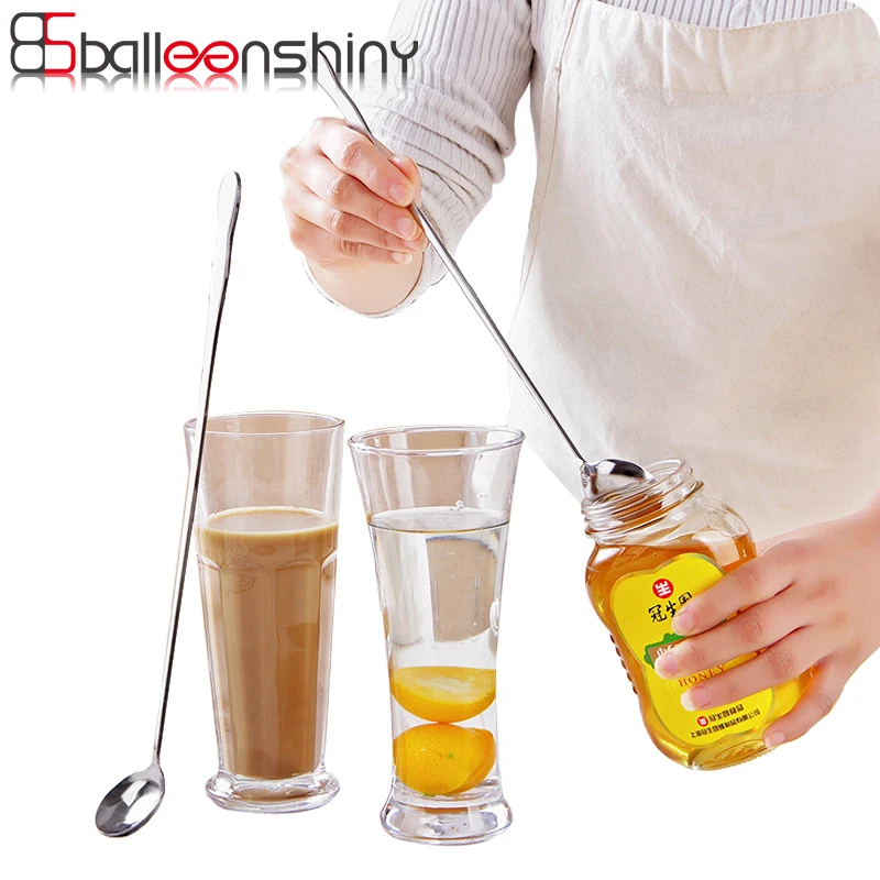 BalleenShiny ложка из нержавеющей стали с длинной ручкой кухонная креативная для