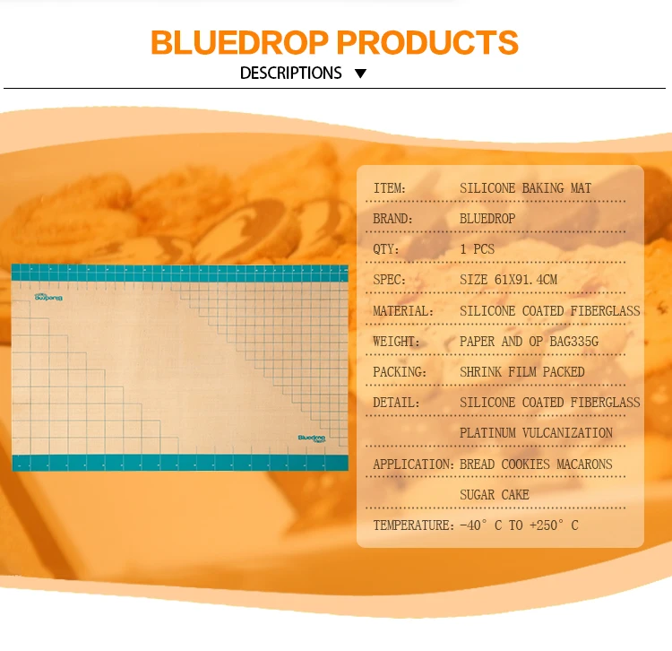Bluedrop супер большой прокатки тесто нескользящий рабочий коврик для мучных изделий лист помадка лайнер Кухня Формы для выпечки 24X36 дюймов