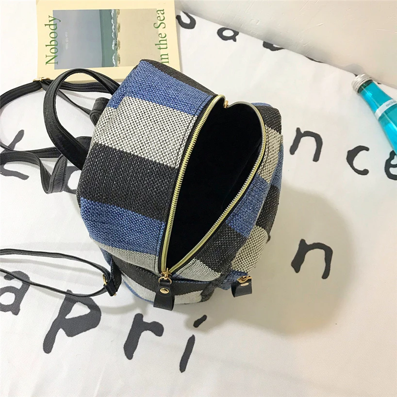 Aelicy клетчатый холщовый рюкзак маленькая студенческая мини сумка на молнии