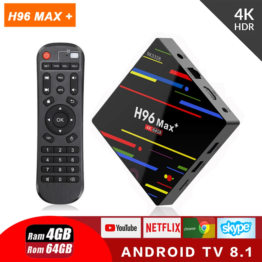 ТВ-приставка H96 MAX Plus RK3328 Android 8,1 4 Гб ОЗУ 64 Гб ПЗУ смарт-приставка 4K H96Max+ медиаплеер