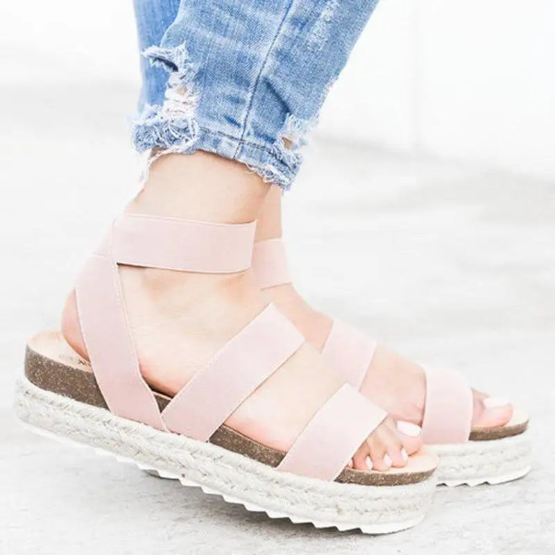 2019 г. женские босоножки с перекрестными ремешками обувь на танкетке Босоножки