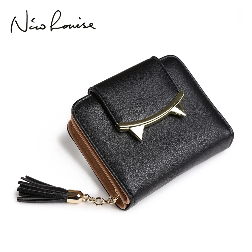 2017 Модный стильный милый женский короткий кошелек с кисточками и металлическим