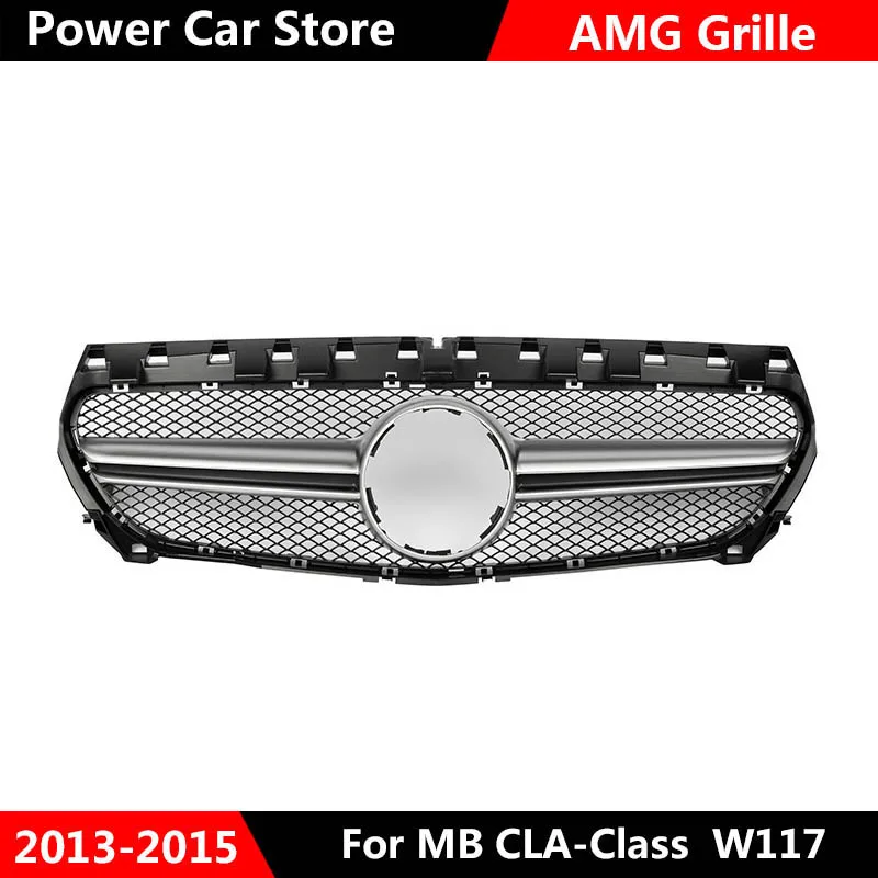 2013-2015 Silver Для CLA class W117 CLA200 CLA250 CLA45 AMG стиль серебро/глянцевая черная решетка 2013- перед лицом лица без эмблемы - Цвет: 2013-2015 Silver