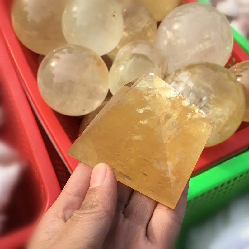 

Natural iceland spar Pyramid polished Calcite crystal pyramid for decor