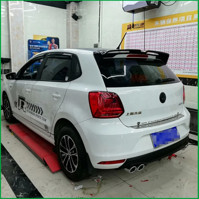 Для Volkswagen Polo 2014 2015 2016 задний багажник бампер спойлер диффузор 4 выхода труба